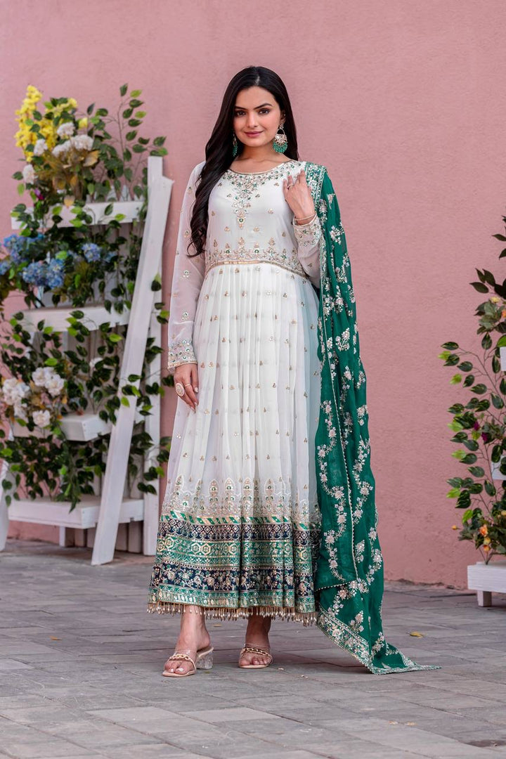 Fancy Faux Georgette Long Gown [D104633]