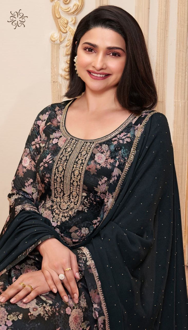 Black Chinon Digital Printed Salwar Suit [SKU D101143]