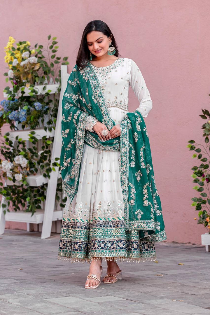 Fancy Faux Georgette Long Gown [D104633]