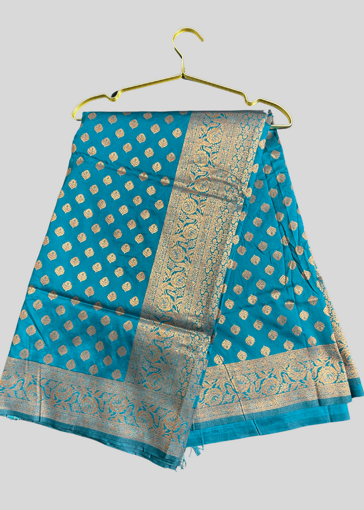 Firoji banarasi silk saree with zari weaving work [SKU:S102391]