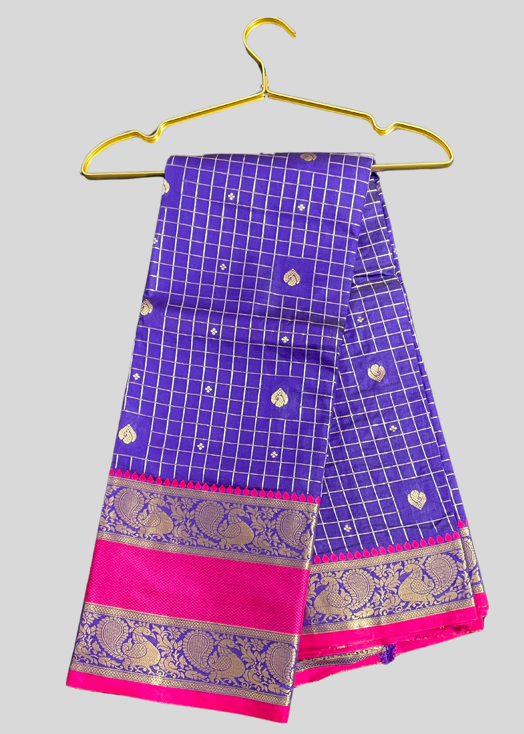 Violet color cotton silk saree with zari weaving work [ SKU: S1001502 ]