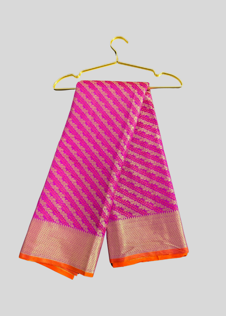 Purple color kanchipuram silk saree with zari woven work [SKU:S102022]