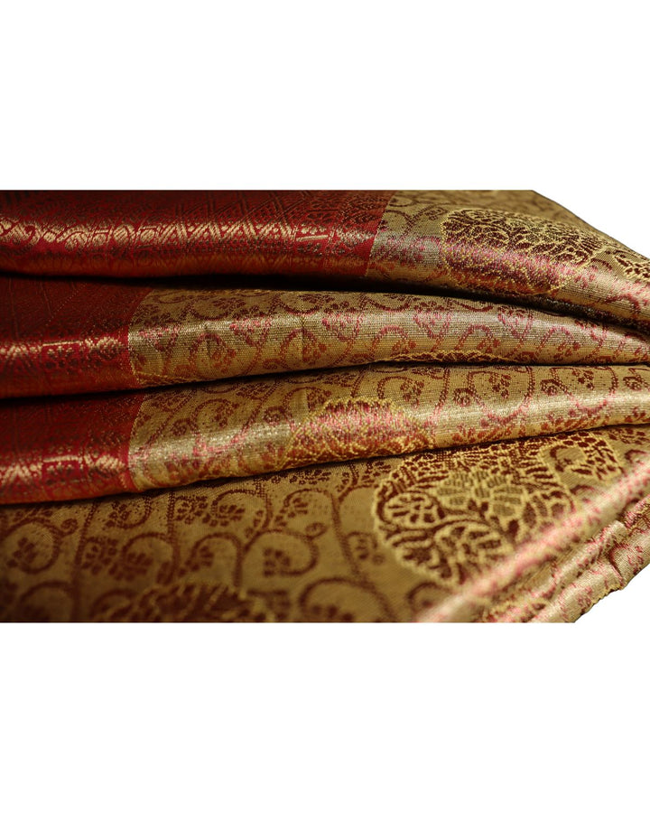 Yellow banarasi handloom pattu silk saree with zari weaving work