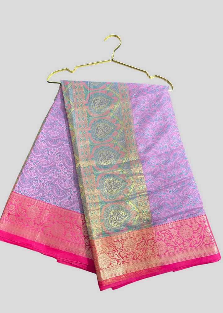 Lavender banarasi silk saree with zari weaving work [SKUS100622]