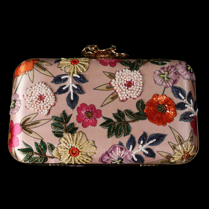 Poppy Multicoloured Pink Clutch [SKU:C100552]