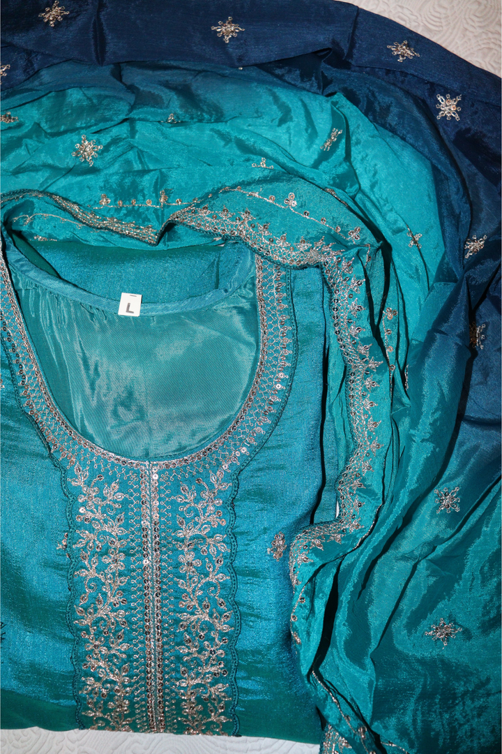 Heavy Vichitra With Sequence Embroidery Stich Work [SKU:D104203]