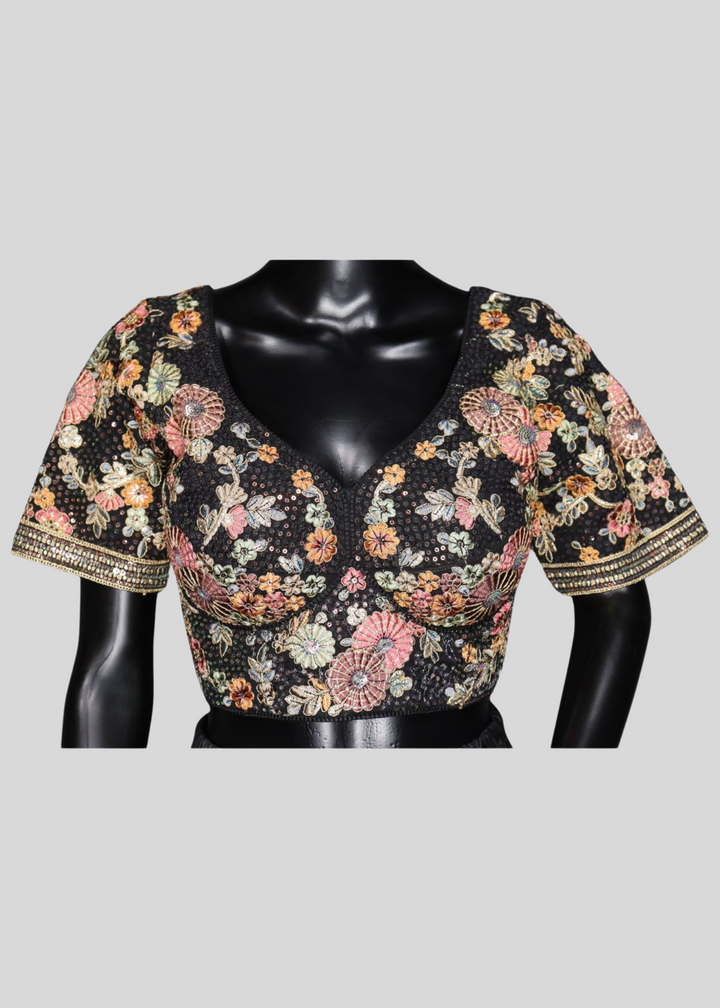 Black Heavy Faux Georgette Sabyasachi Style Readymade Blouse