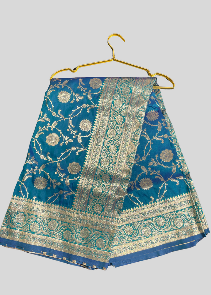 Firoji banarasi silk saree with zari weaving work [SKU:S101432]