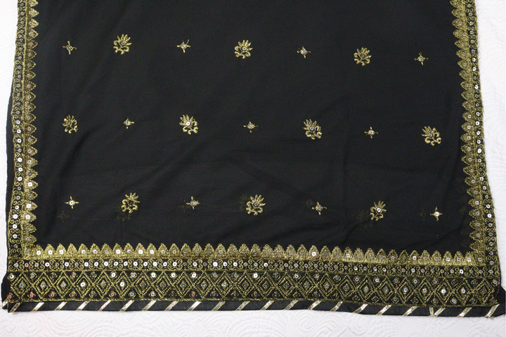BLACK Foux Gorgette Thread with Sequnce [SKU: D103392]