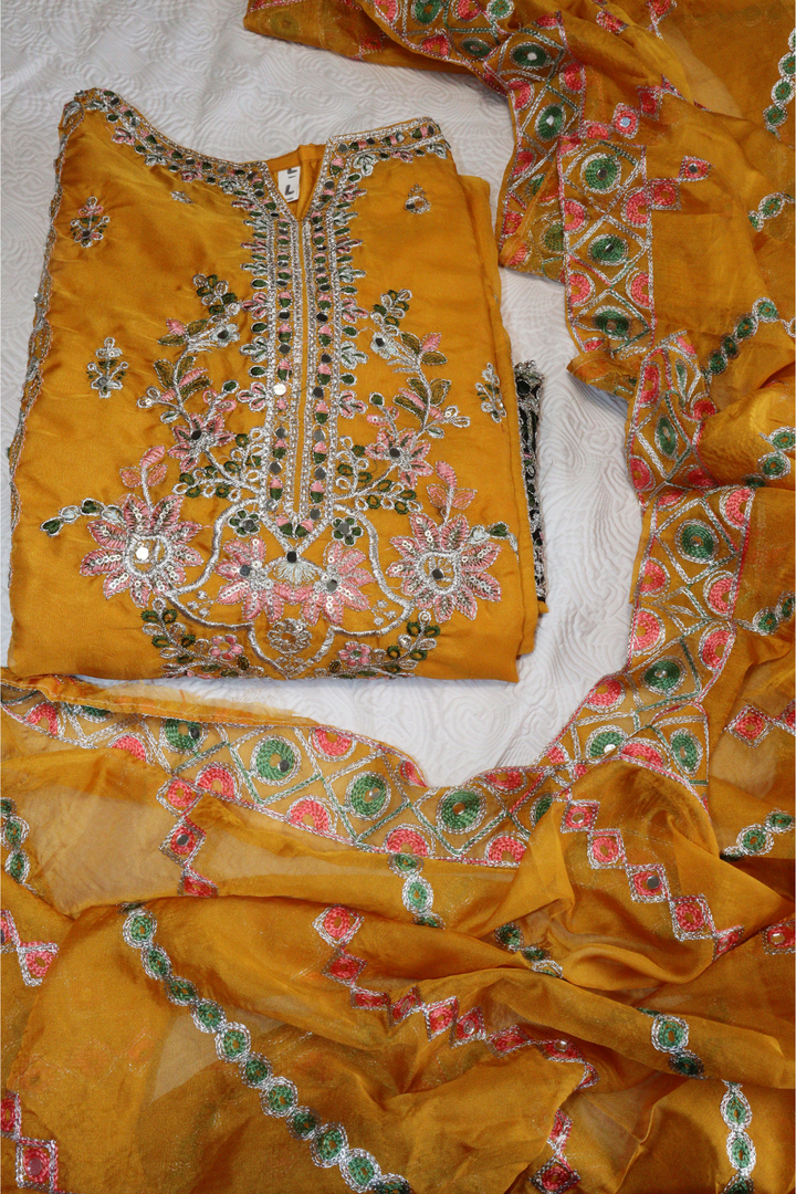 Heavy Soft Organza With Embroidery Work [SKU:103672]