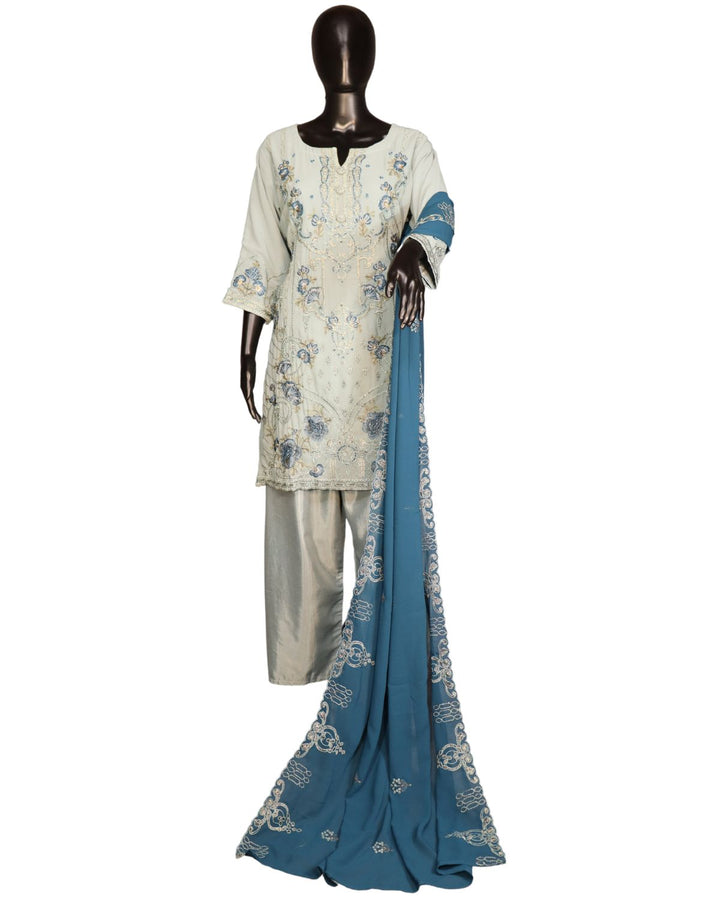 Light Blue Faux Georgette Embroidery Worked Pakistani Salwar Suit