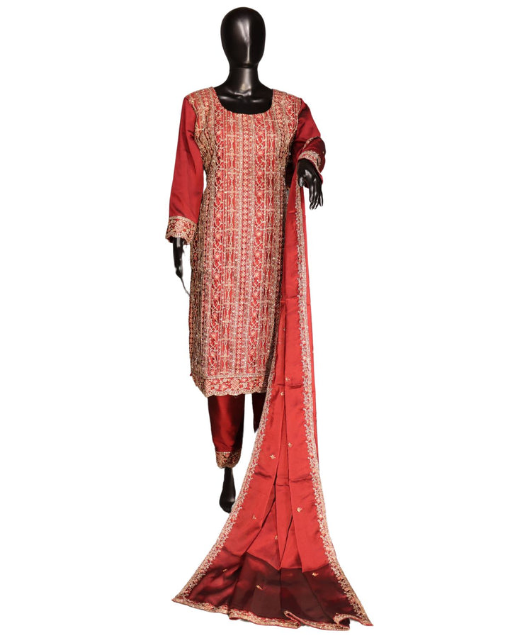 Maroon Designer Rangoli With  Embroidery Worked Salwar Suit