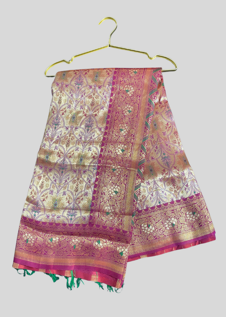 Maroon dharmavaram banarasi silk saree with zari weaving [SKU:S102272]
