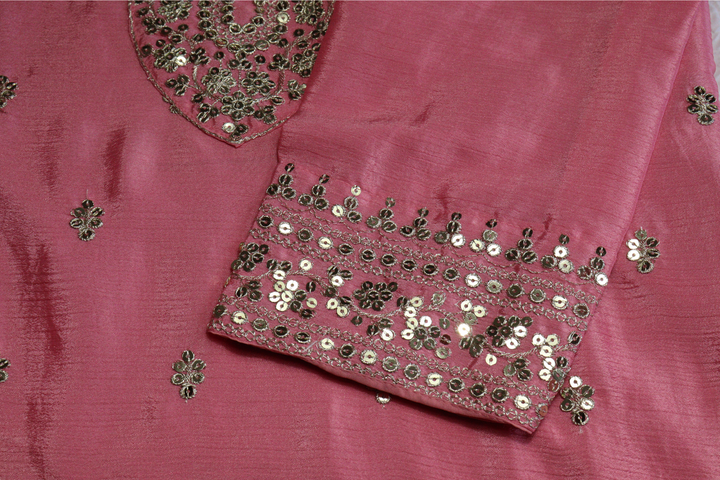 Havy pure Chinon With 3mm embroidery work [SKU:D103552]