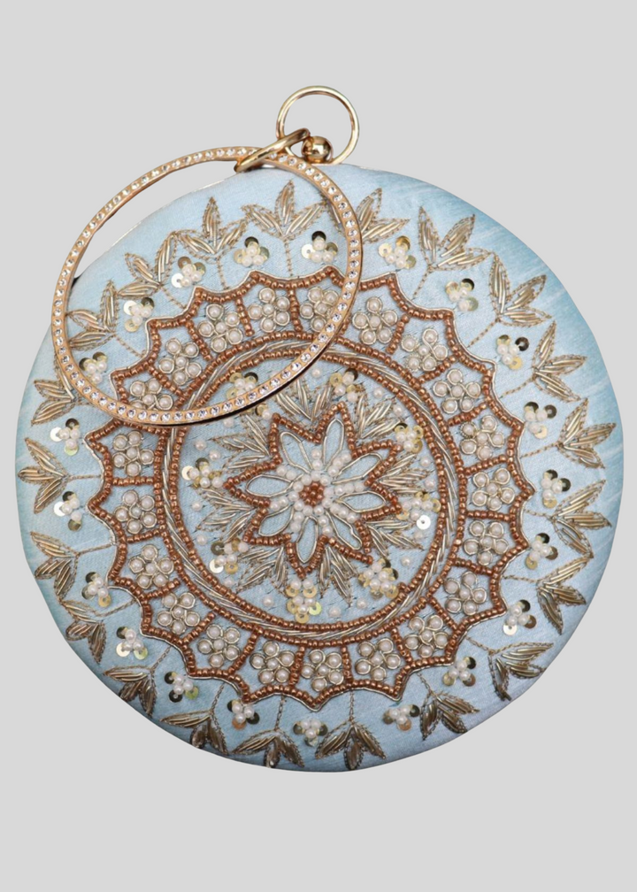 Chakra Light Blue Round Clutch