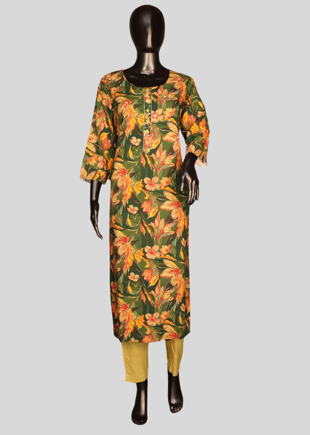Green Pure Cotton Printed Salwar Suit With Embroidery Work