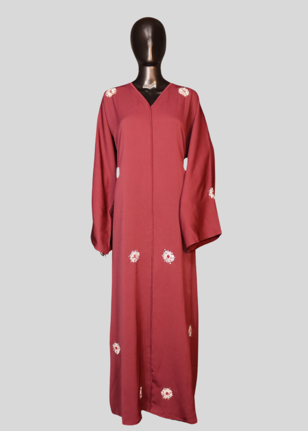 Maroon Premium Elegant Designer Abaya In Korean Zoom Fabric with Matching Georgette Hijab