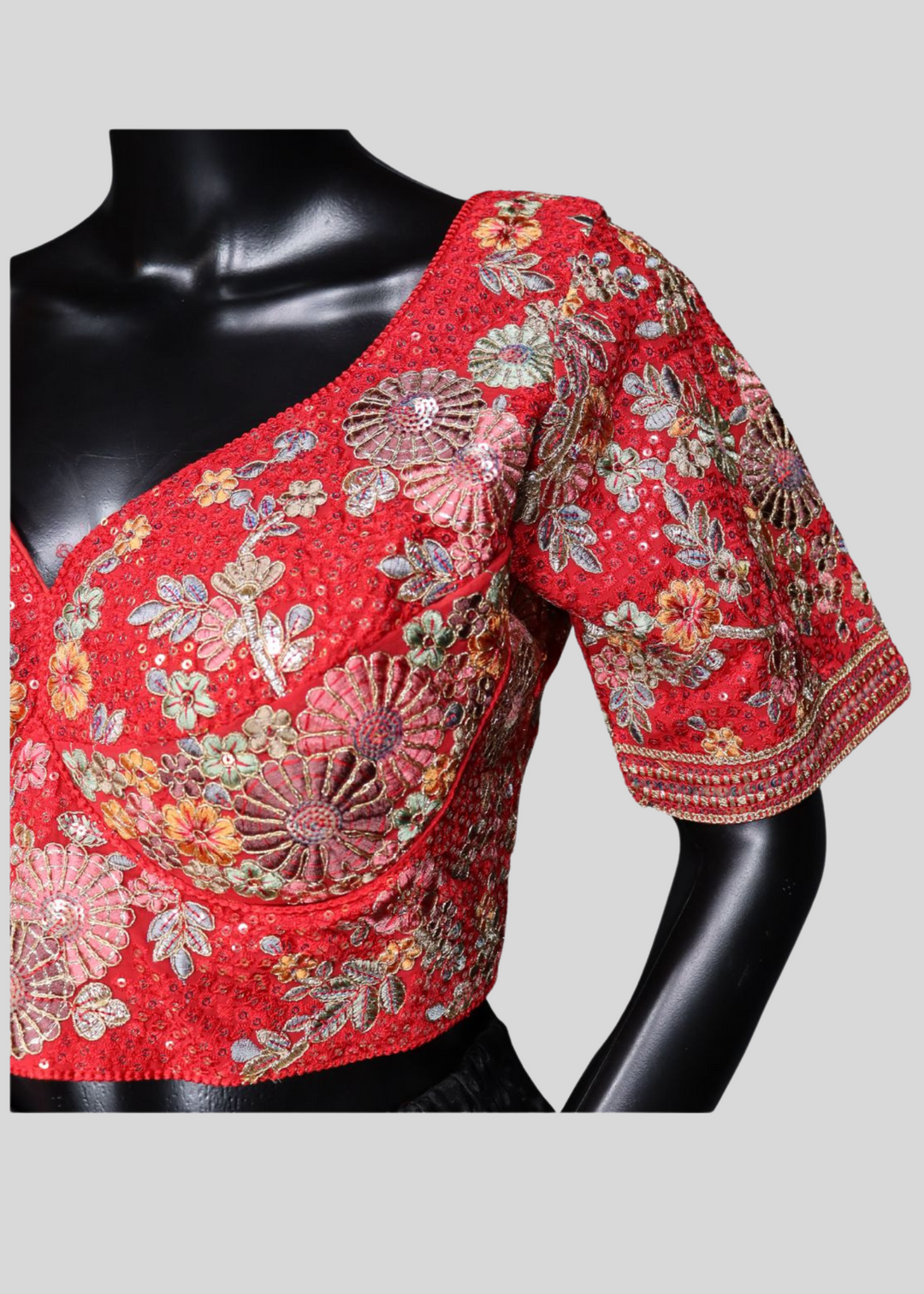 Red Heavy Faux Georgette Sabyasachi Style Readymade Blouse