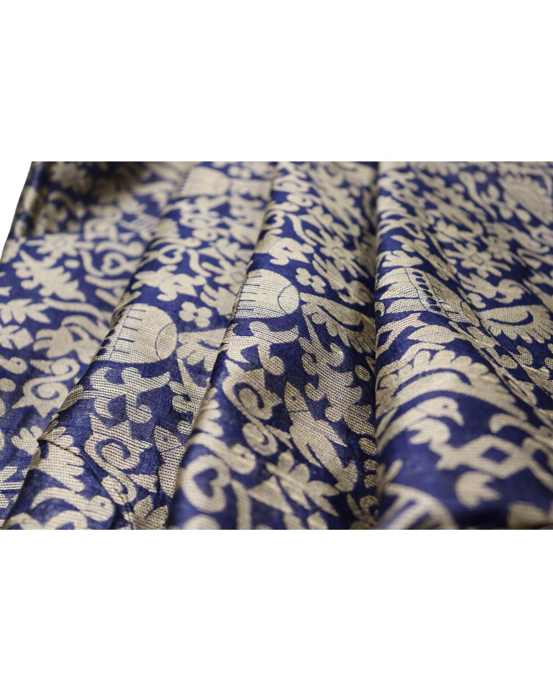 Navy blue banglori handloom raw silk saree with weaving work