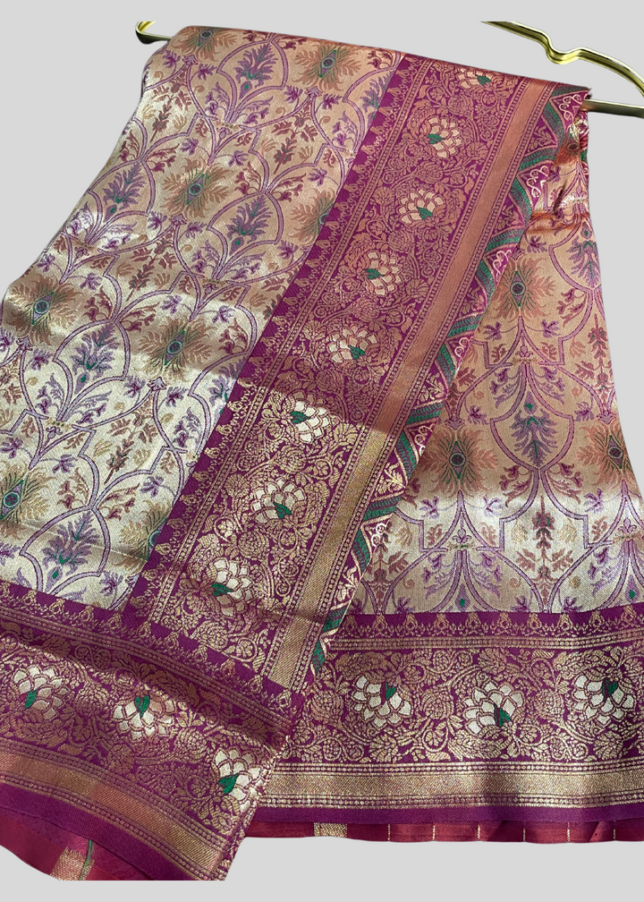 Maroon dharmavaram banarasi silk saree with zari weaving [SKU:S102272]