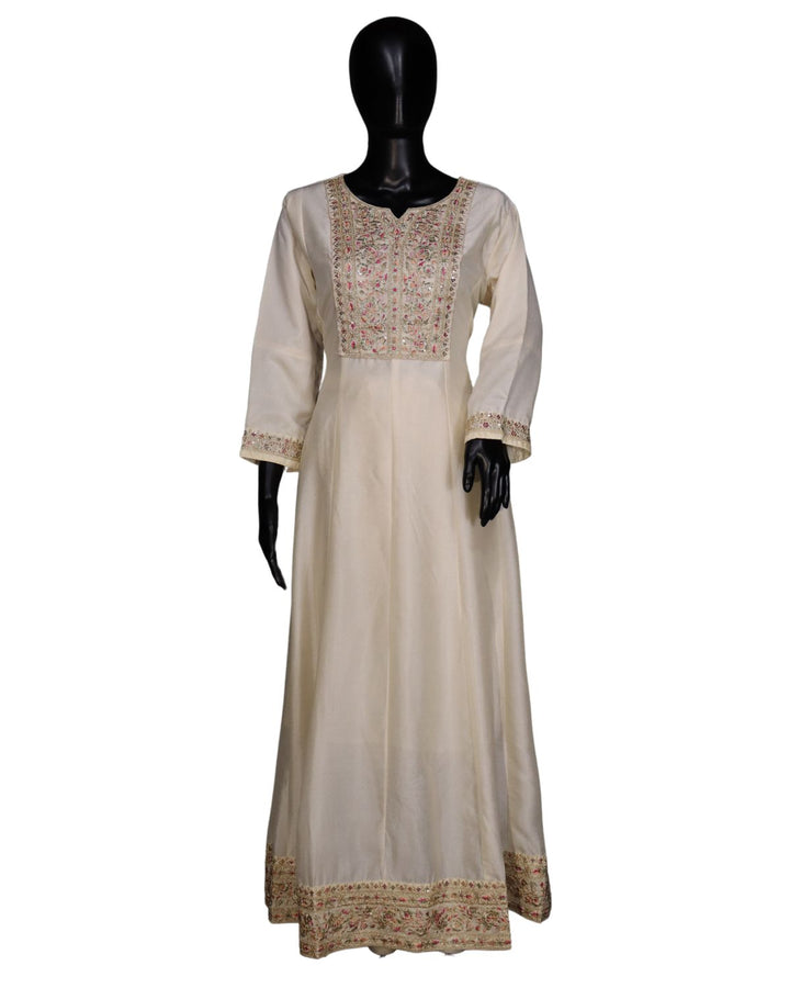 Cream Exclusive Dola Silk Sequins Worked Anarkali Suit