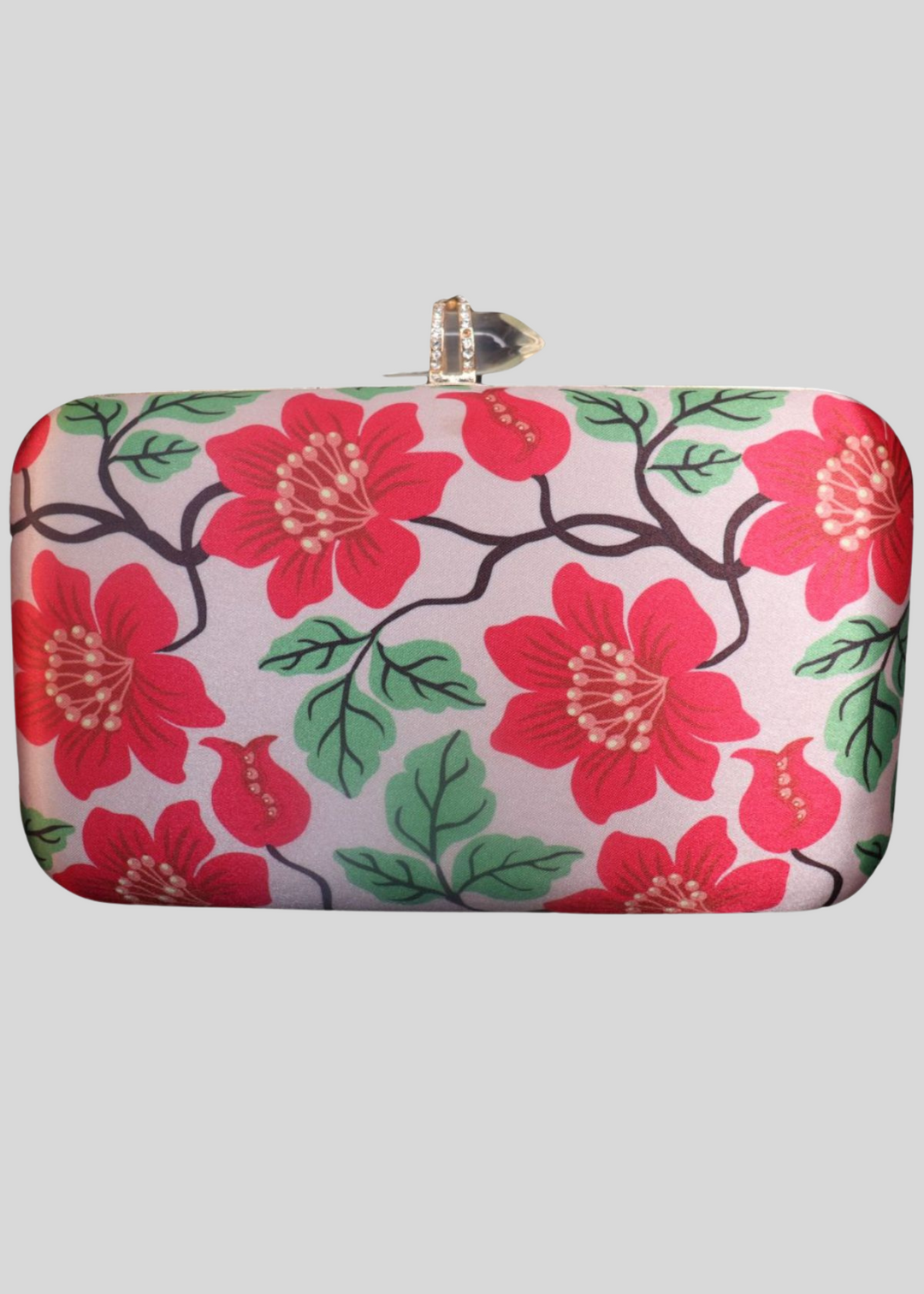 Poppy Red and Grey Floral Clutch