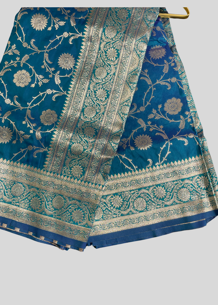 Firoji banarasi silk saree with zari weaving work [SKU:S101432]