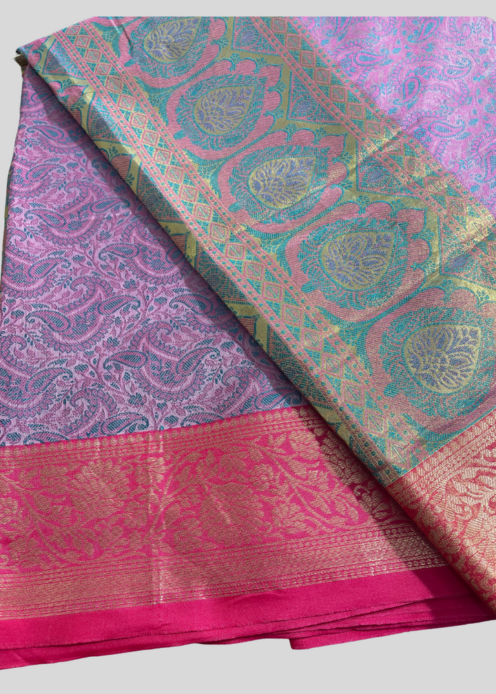 Lavender banarasi silk saree with zari weaving work [SKUS100622]