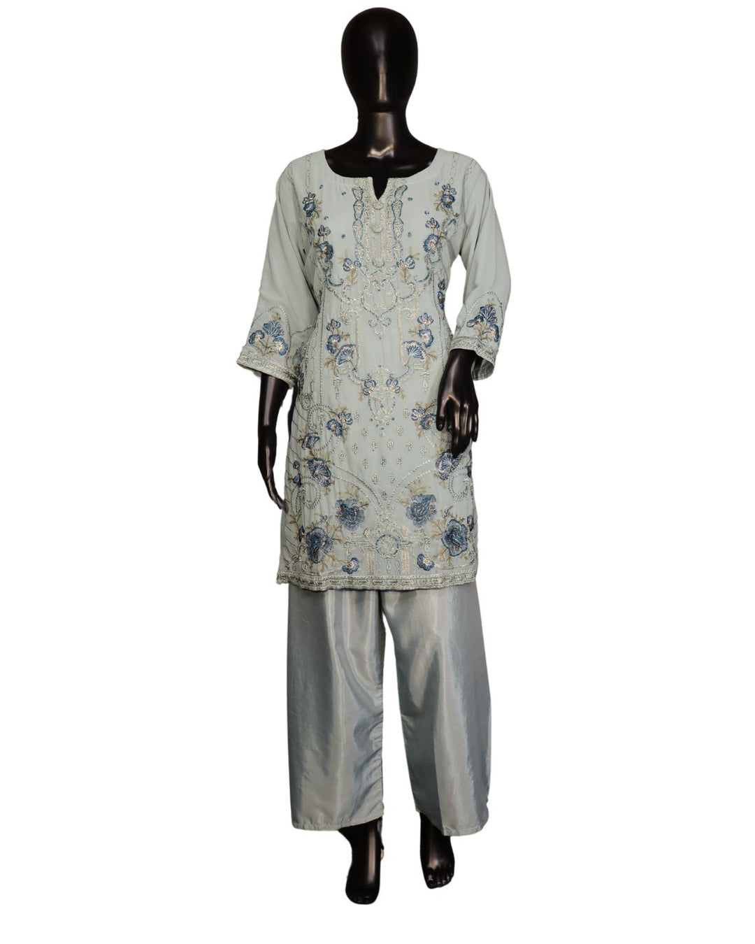 Light Blue Faux Georgette Embroidery Worked Pakistani Salwar Suit