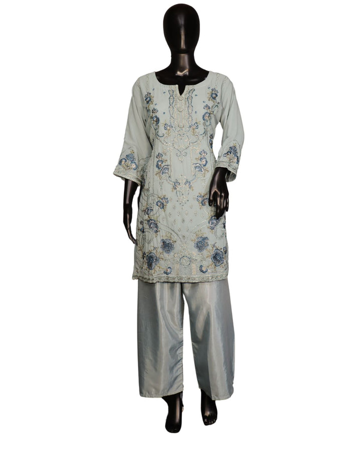 Light Blue Faux Georgette Embroidery Worked Pakistani Salwar Suit