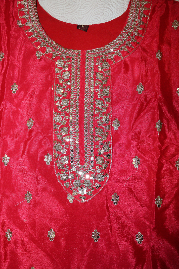 Havy pure Chinon With 3mm embroidery work [SKU:D104052]