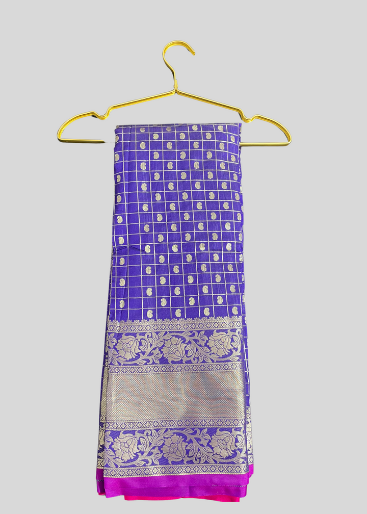 Purple banarasi silk saree with zari weaving work [SKU:S100491]