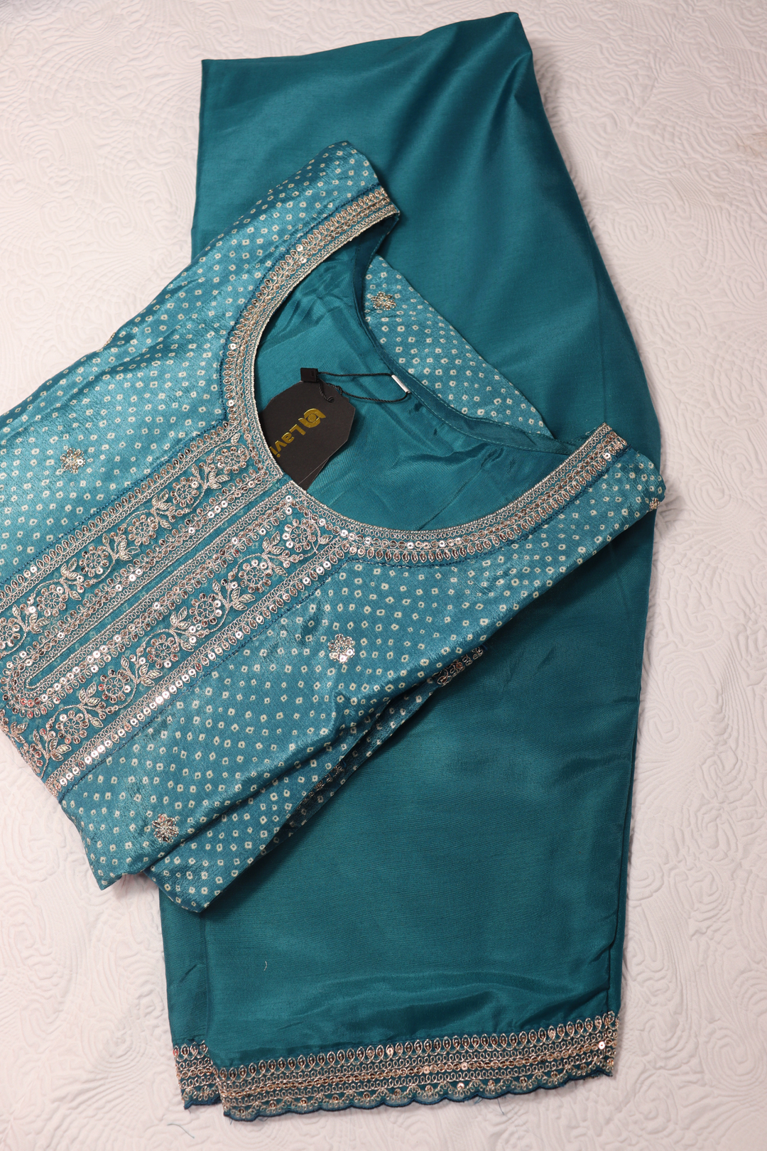 PRINTED CHINON WITH EMBROIDERY WORK RED [SKU:D100903]