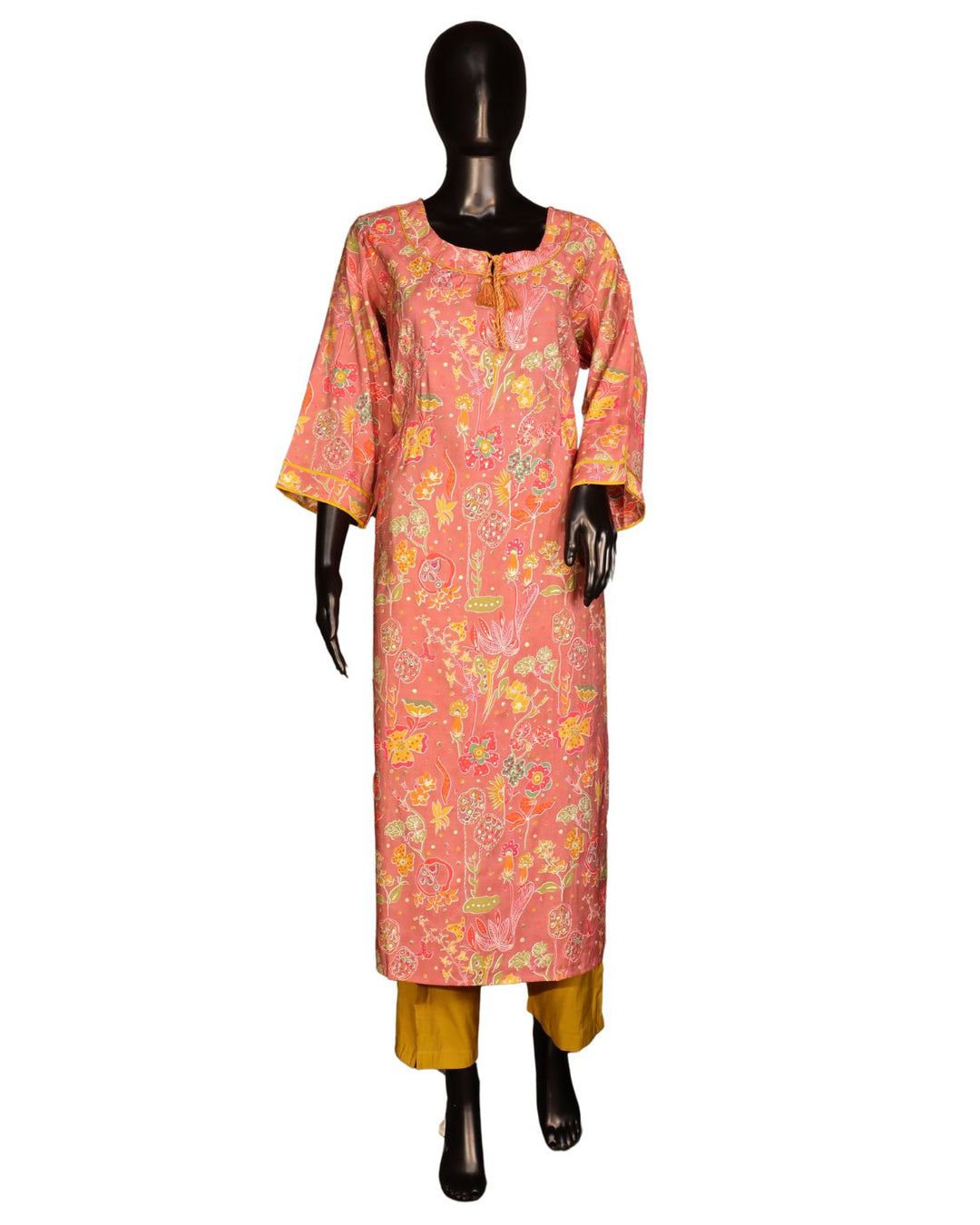 Pure Cotton Dusty Pink Salwar Suit with Floral Work