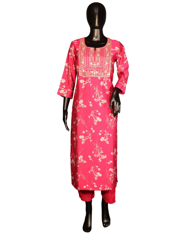 Hot Pink Computer-Printed Salwar Suit in Vertican Fabric