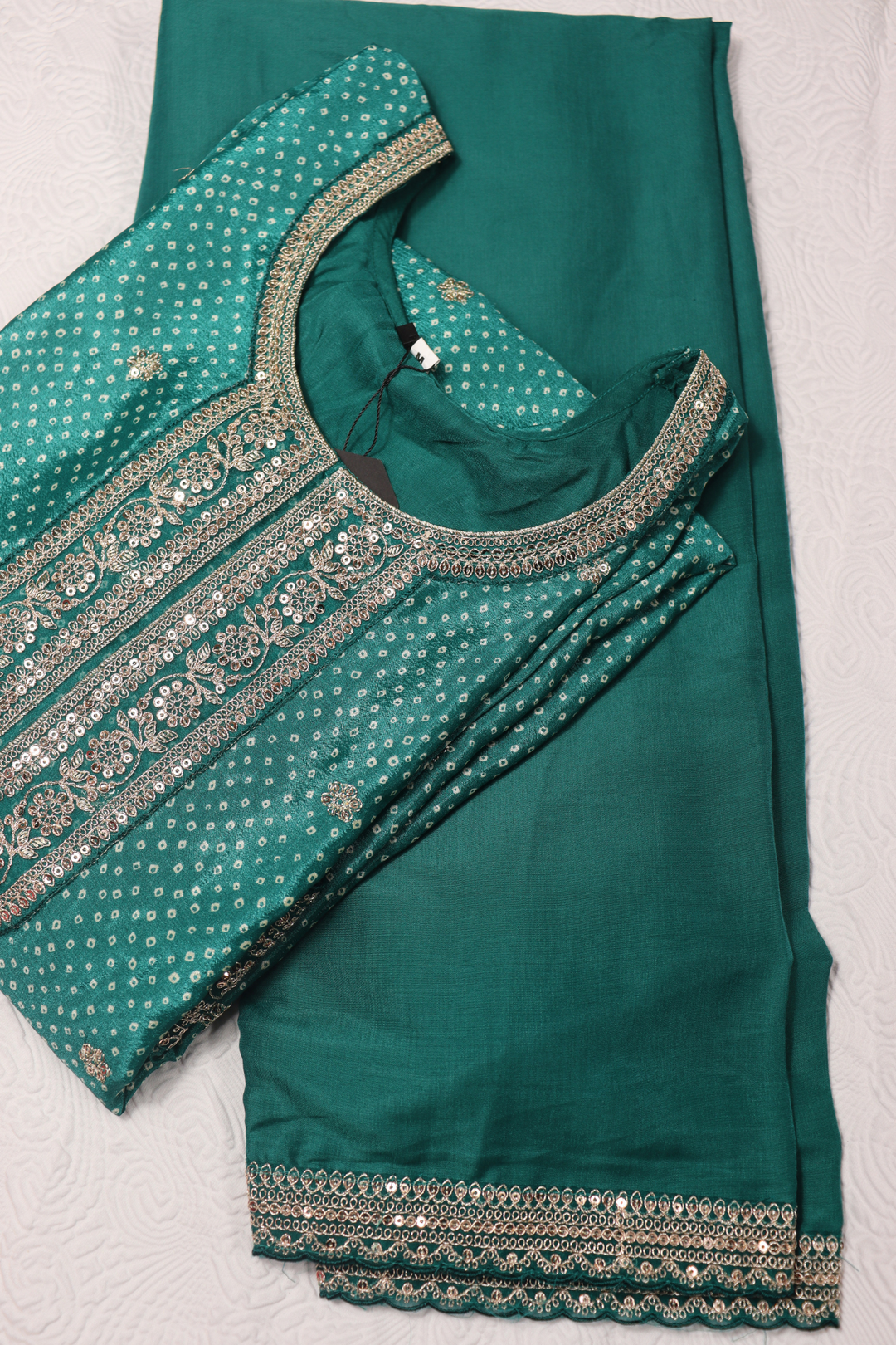 PRINTED CHINON WITH EMBROIDERY WORK RED [SKU:D100703]