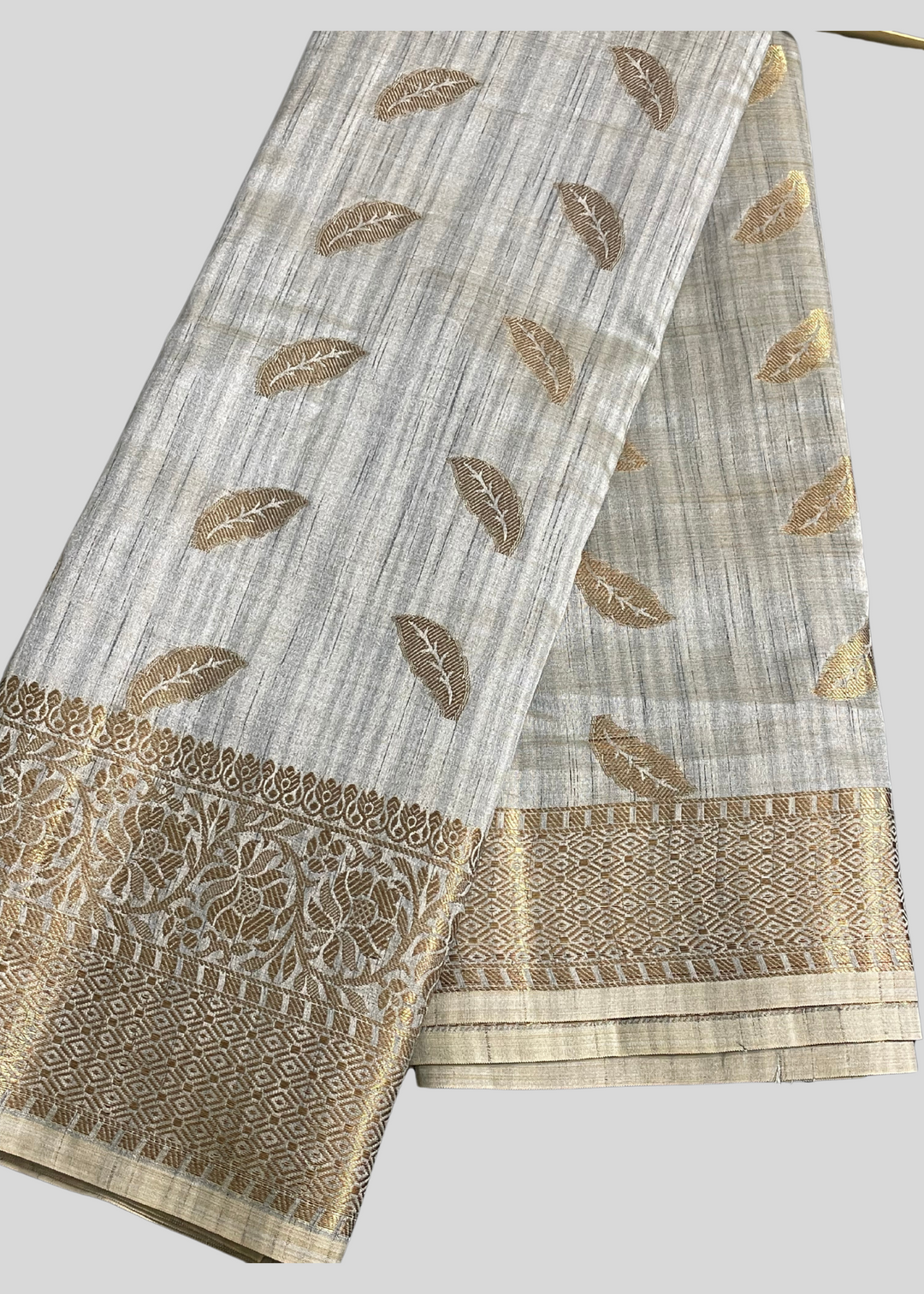 Gray color soft cotton saree with zari weaving work [SKU:S101342]