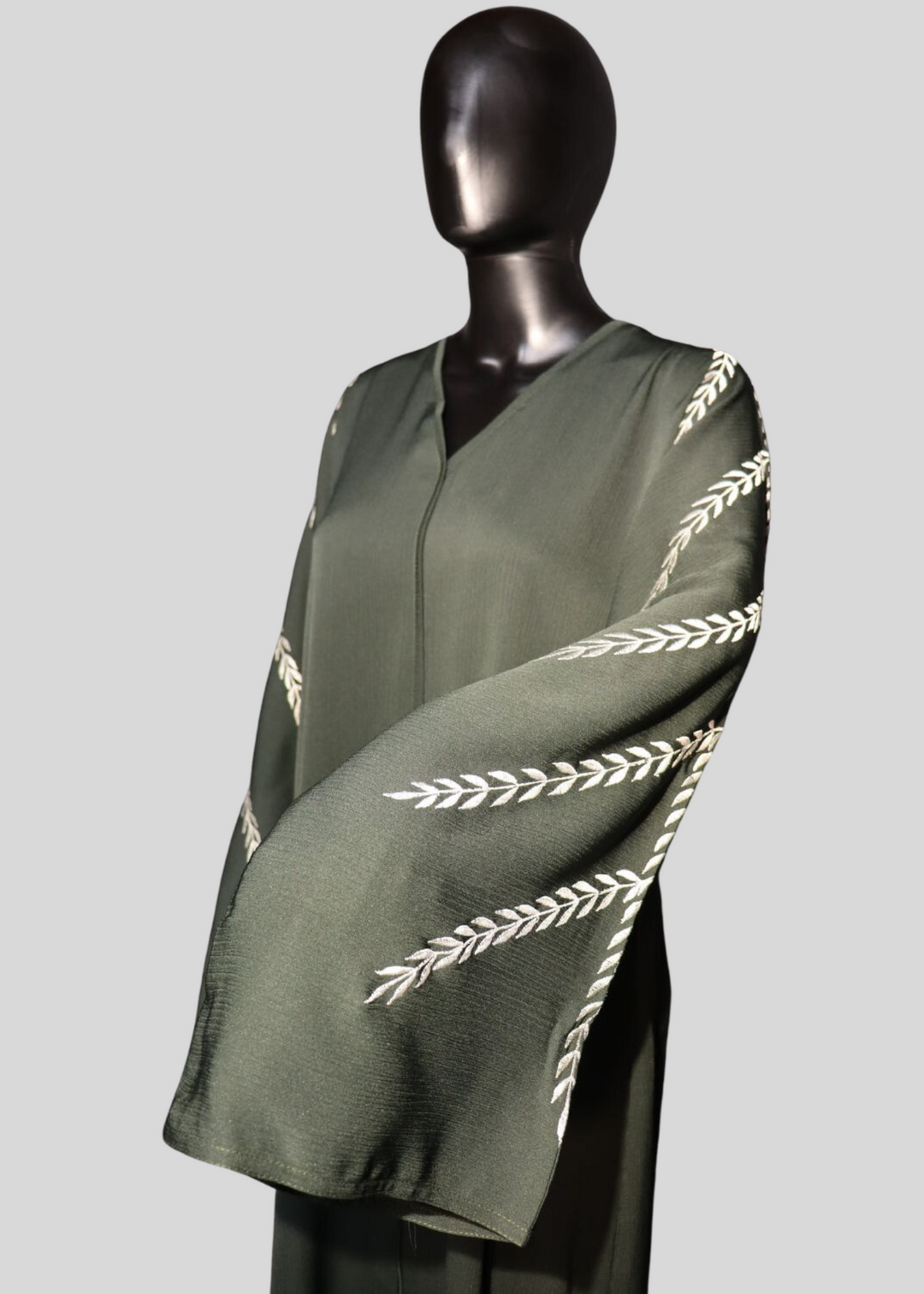 Green Premium Elegant Designer Abaya In Korean Zoom Fabric with Matching Georgette Hijab. [sku A100100]
