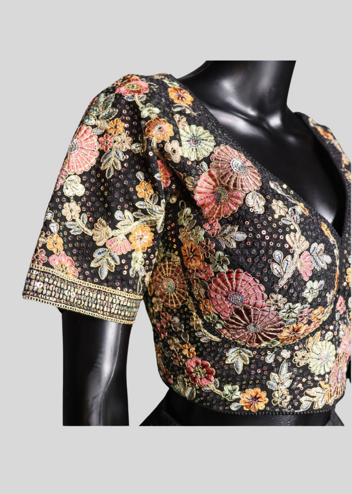 Black Heavy Faux Georgette Sabyasachi Style Readymade Blouse