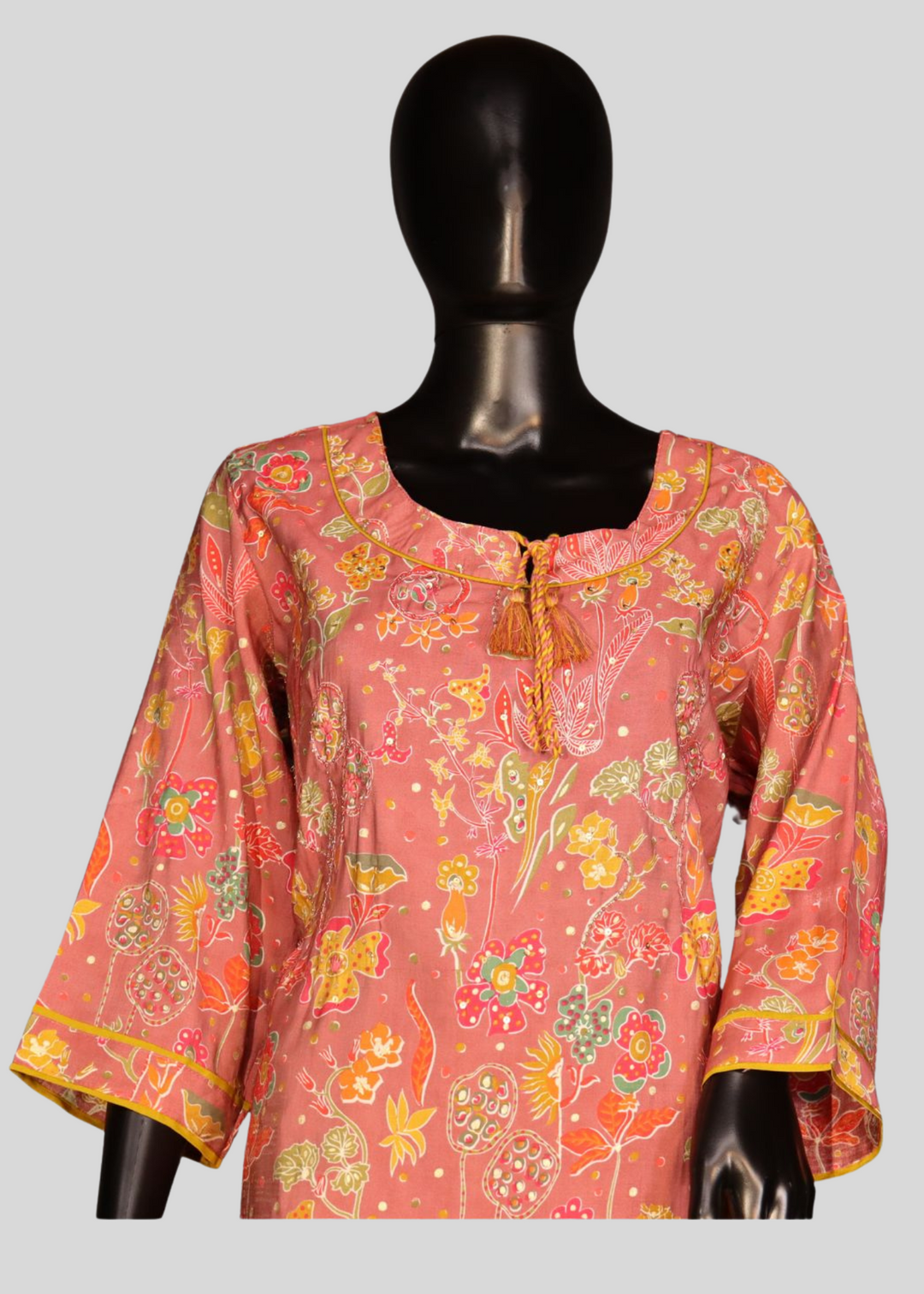 Pure Cotton Dusty Pink Salwar Suit with Floral Work