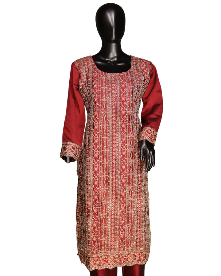 Maroon Designer Rangoli With  Embroidery Worked Salwar Suit
