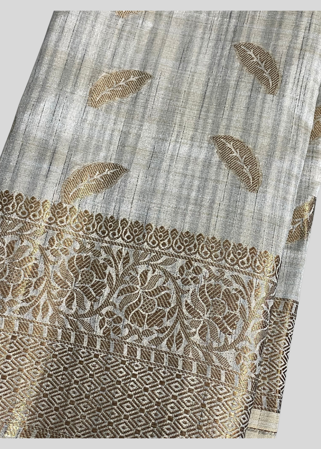 Gray color soft cotton saree with zari weaving work [SKU:S101342]