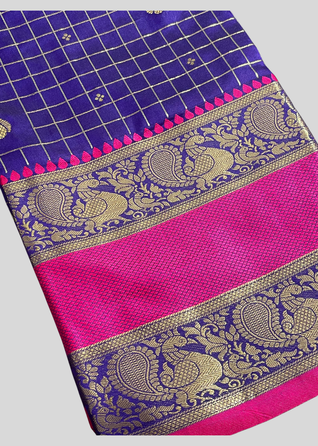 Violet color cotton silk saree with zari weaving work [ SKU: S1001502 ]
