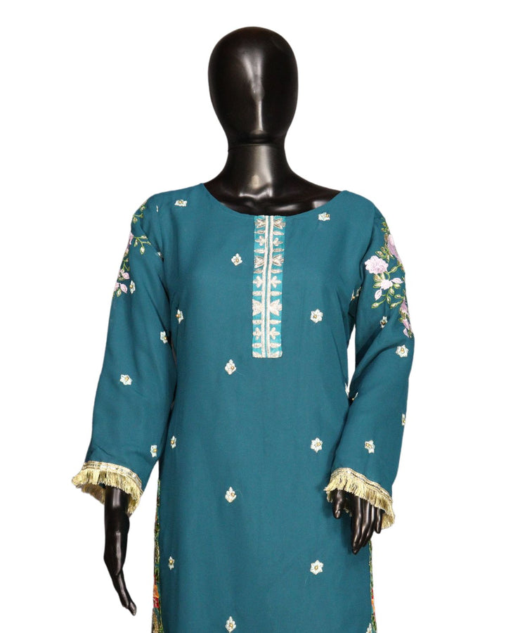 SteelBlue Heavy Faux Georgette With Embroidery & Sequence Worked Salwar Suit