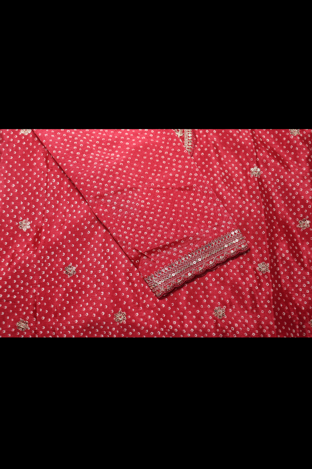 PRINTED CHINON WITH EMBROIDERY WORK RED [SKU:D100603]