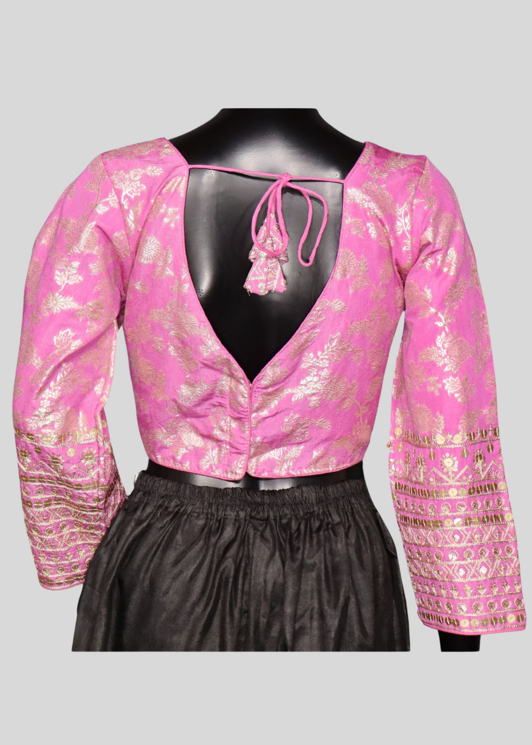 Pink Dola Silk Readymade Blouse With Embroidery & Sequin Work