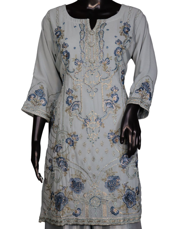 Light Blue Faux Georgette Embroidery Worked Pakistani Salwar Suit