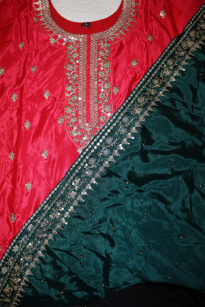 Havy pure Chinon With 3mm embroidery work [SKU:D104052]
