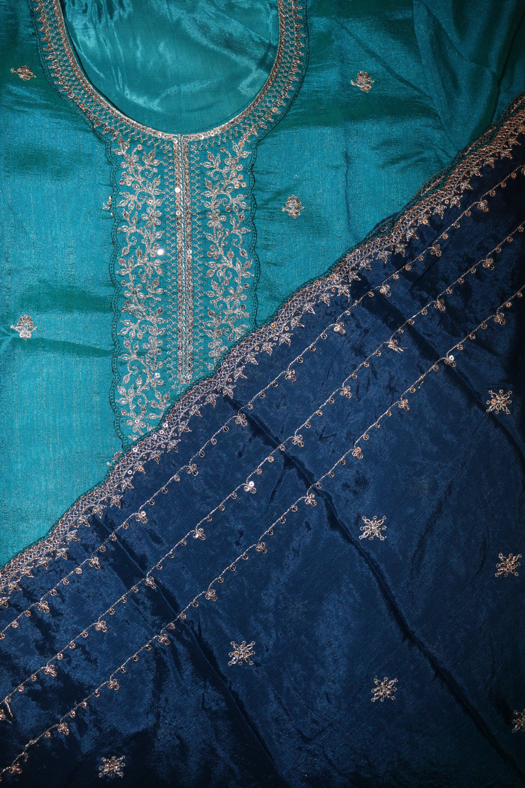 Heavy Vichitra With Sequence Embroidery Stich Work [SKU:D104203]