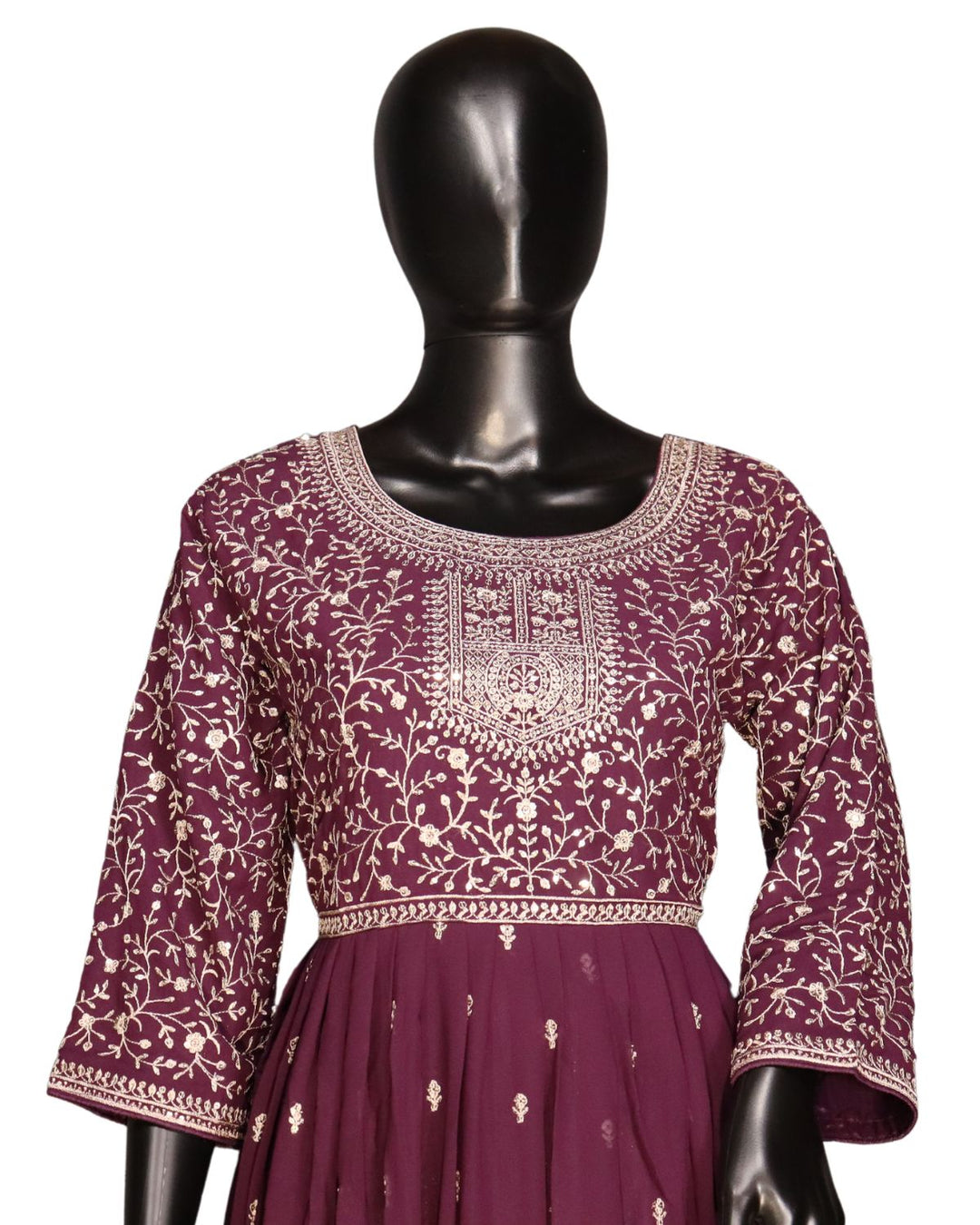 Purple Premium Georgette Heavy Embroidery Worked Anarkali Suit